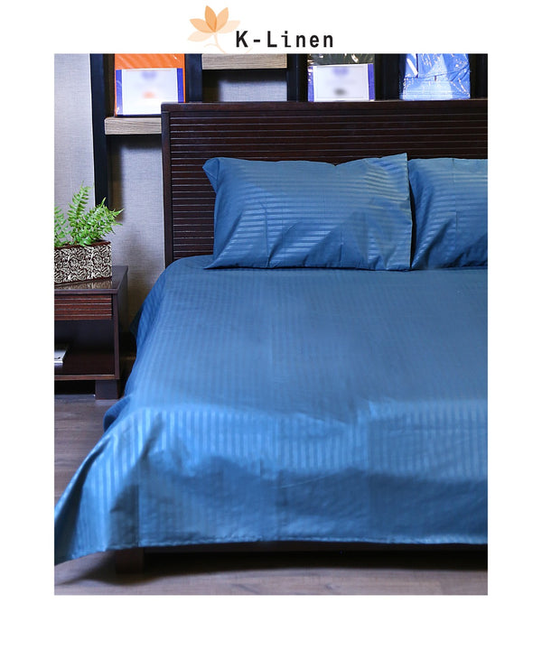 cotton satin stripe blue