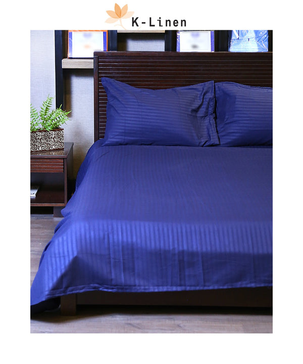 cotton satin stripe dark blue