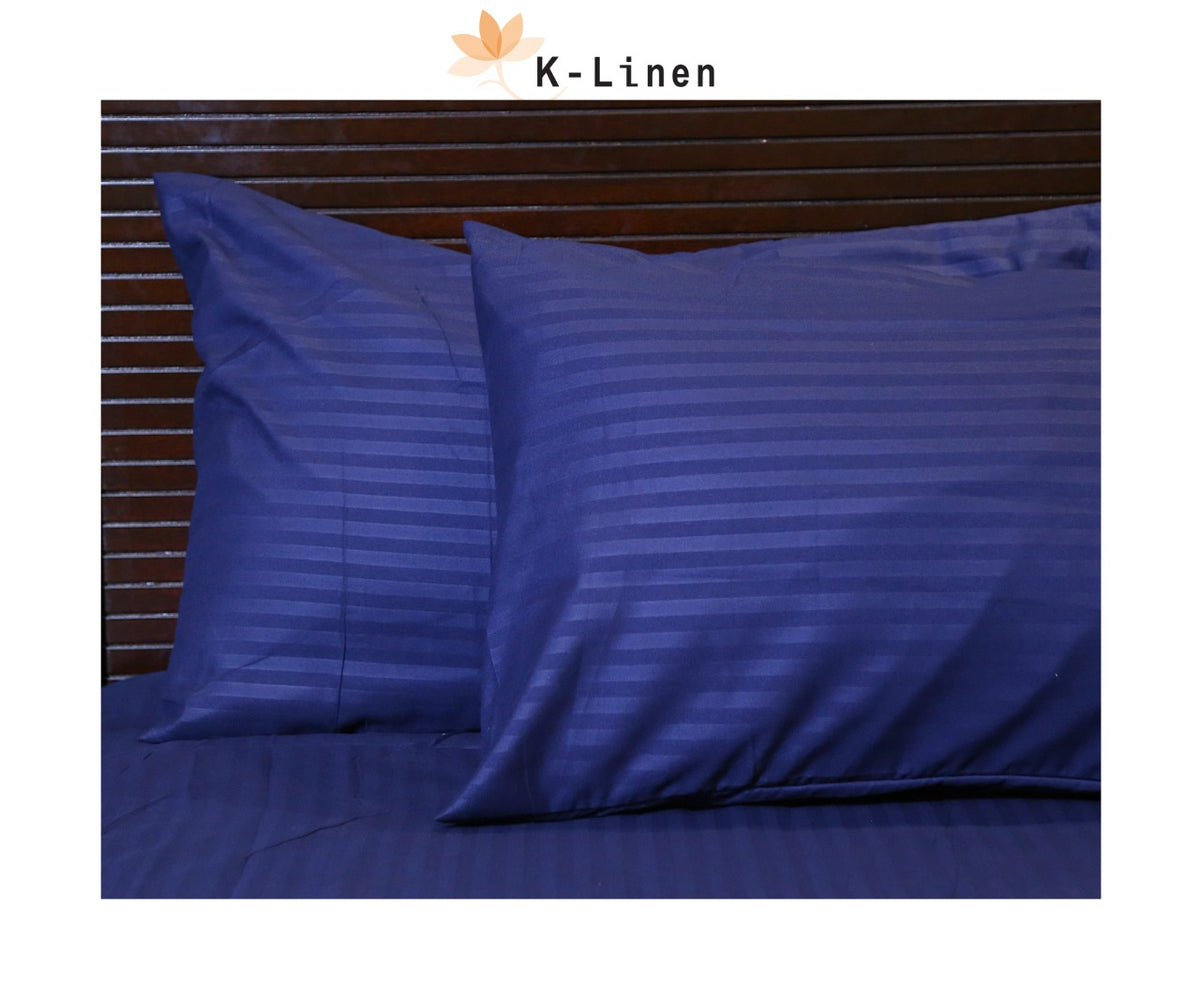 cotton satin stripe dark blue