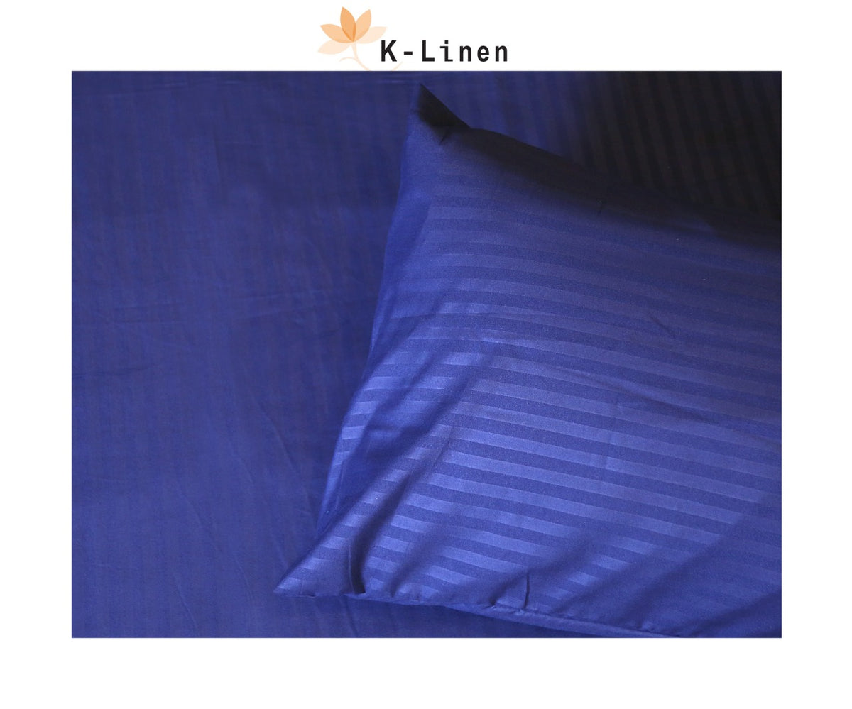 cotton satin stripe dark blue
