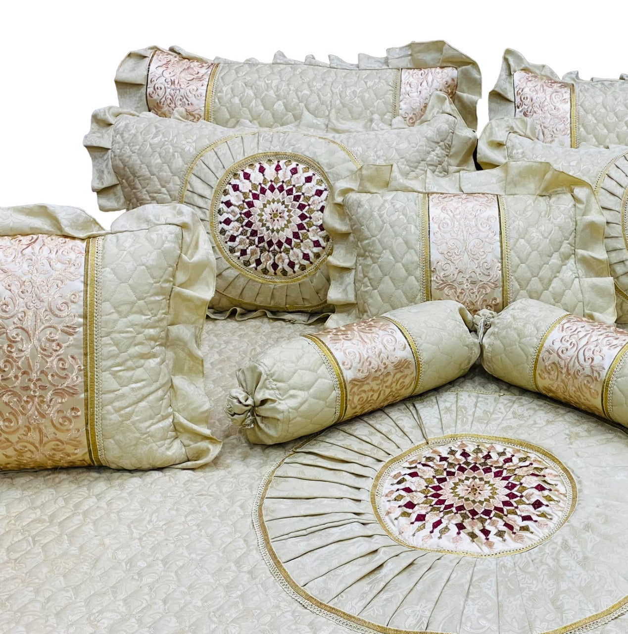 Bridal Set Cotton Jacq Silk Border with Ring Emb Design