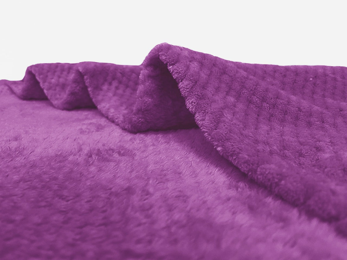 waffle fleece blanket bed spread purple blanket.