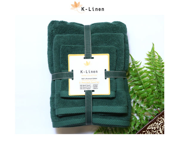 K-Linen Towel Set Collection 3 Pcs - Green