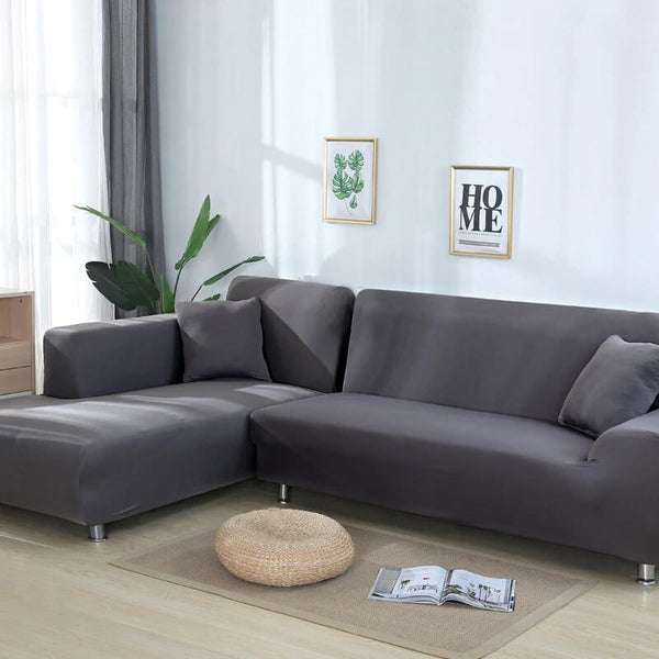 L Shape Jersey Sofa Cover - Grey