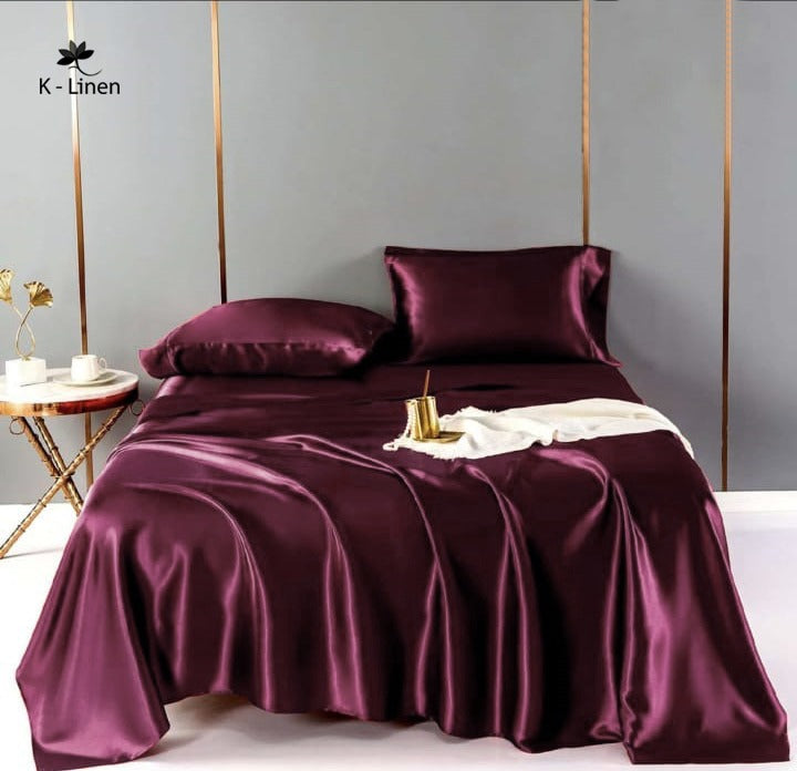 premium satin sheet plum purple