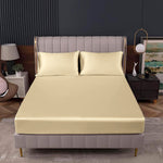 satin silk fitted sheet beige