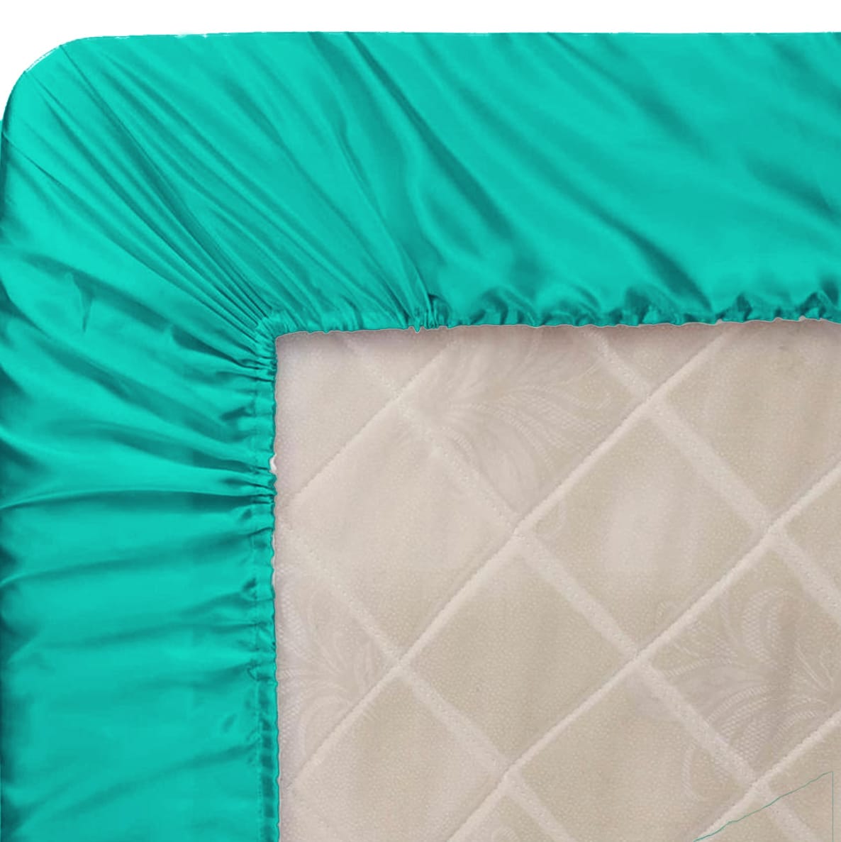 satin silk fitted sheet light blue