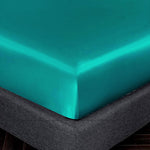 satin silk fitted sheet light blue