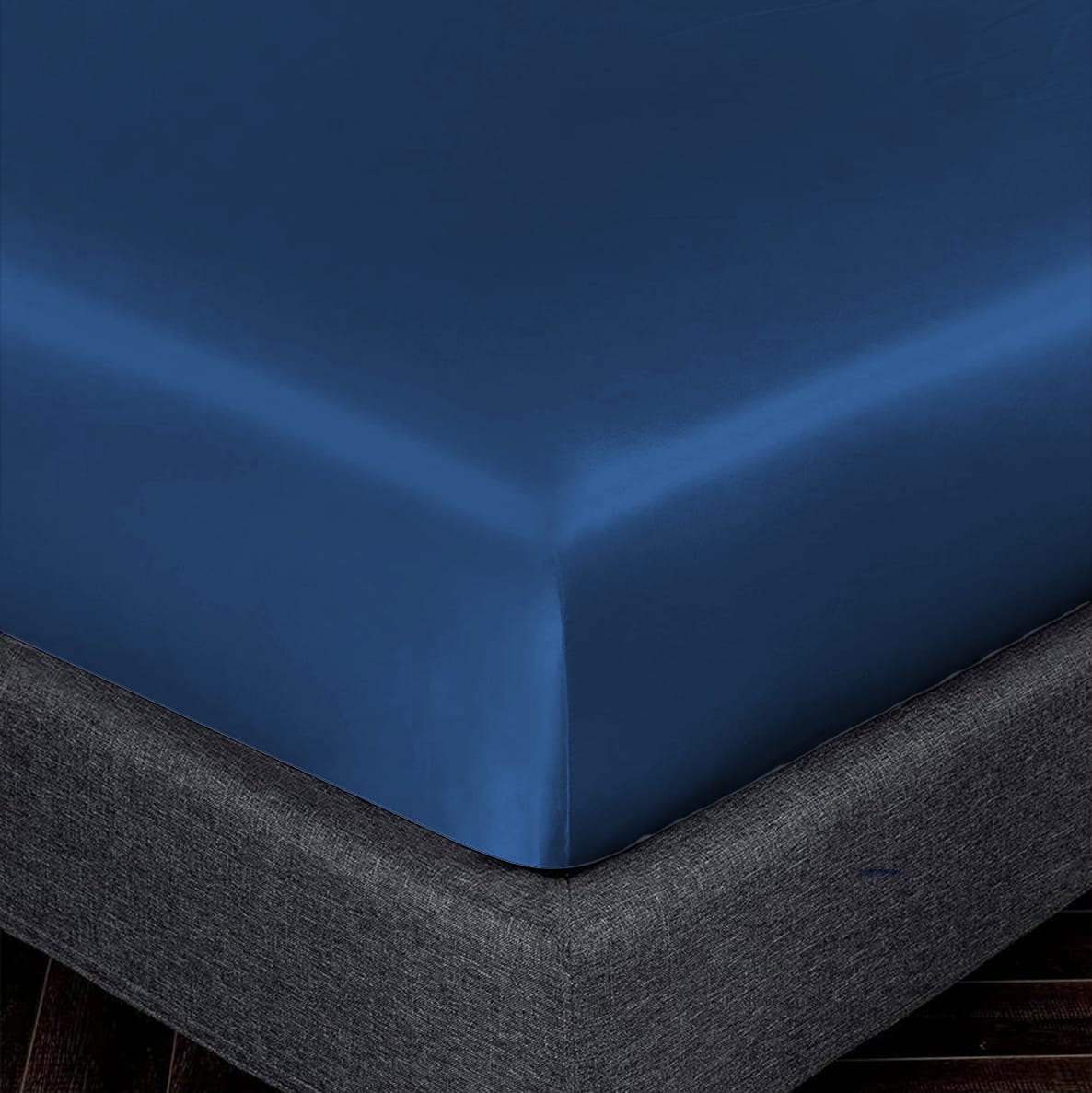 satin silk fitted sheet navy blue