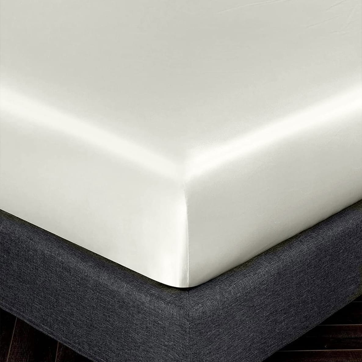 satin silk fitted sheet white