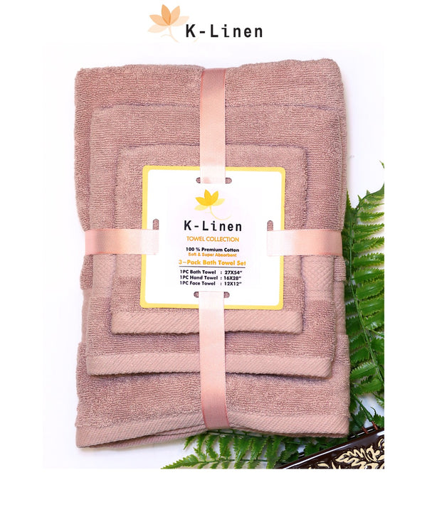 K-Linen Towel Set Collection 3 Pcs - Light Pink