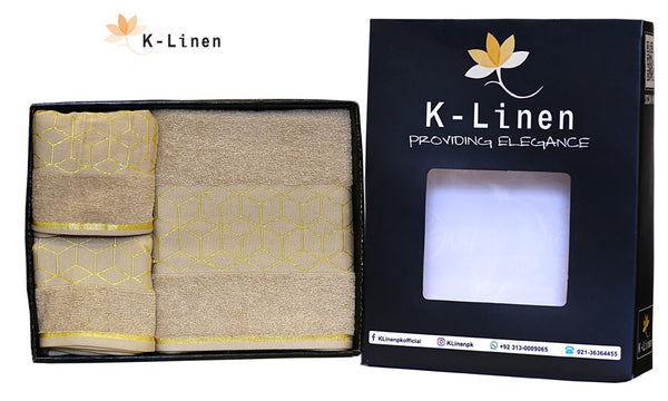 Premium Bridal Towel Set  - Beige 3 Pcs