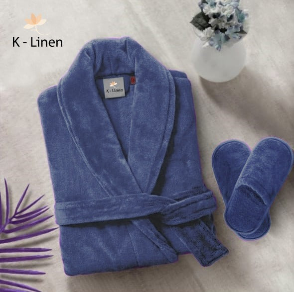 Velour Navy Blue Bathrobe